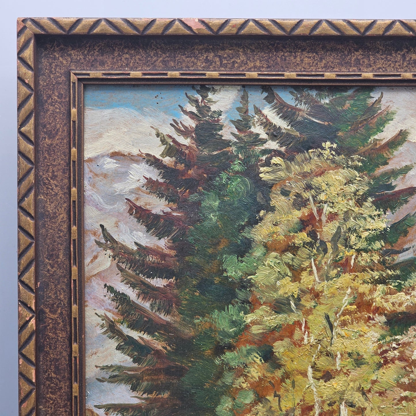 Vintage Original Landscape Painting with Trees