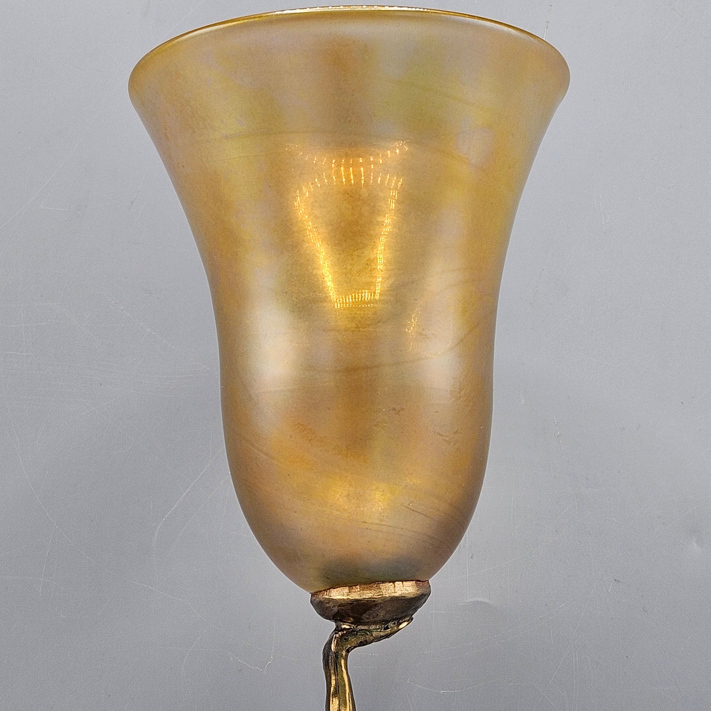 Zachary Oxman Cast Bronze & Art Glass Goblet