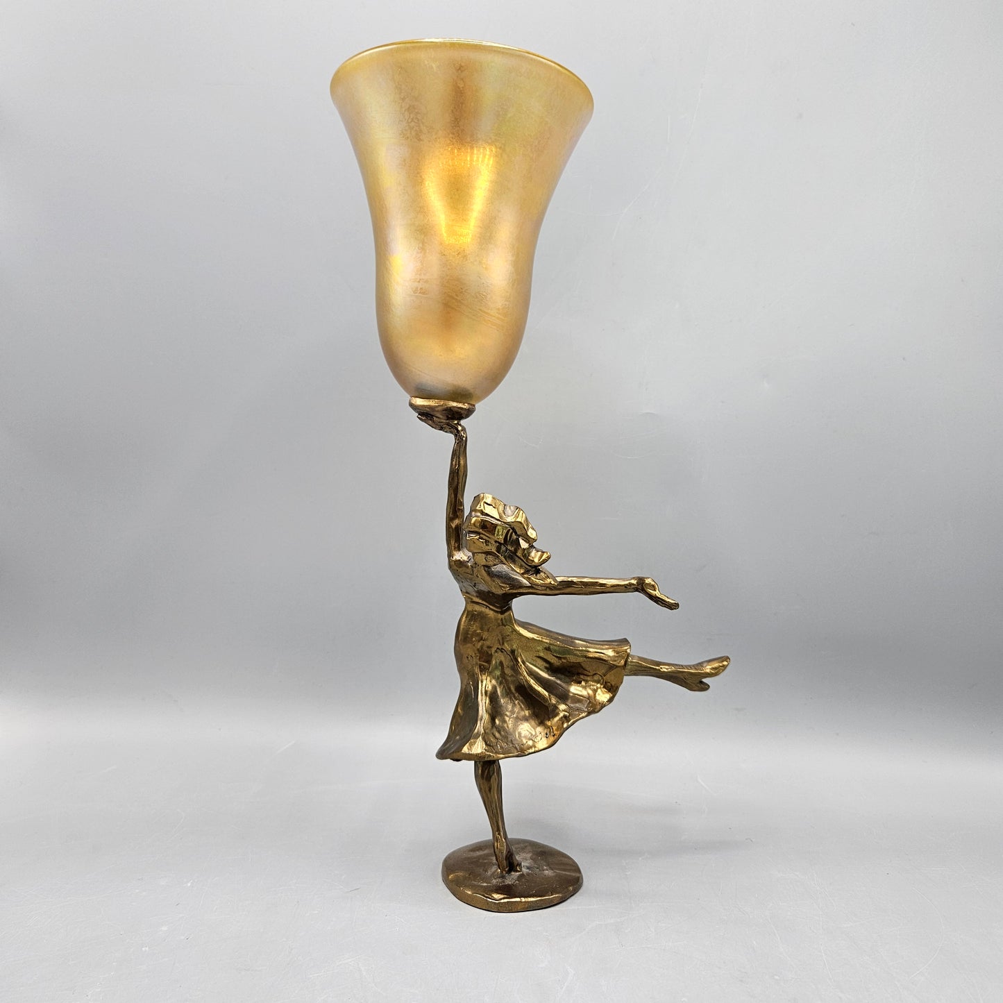 Zachary Oxman Cast Bronze & Art Glass Goblet