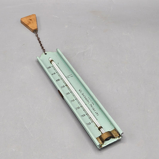 Vintage Jade Green Enamel Kitchen Frying Thermometer