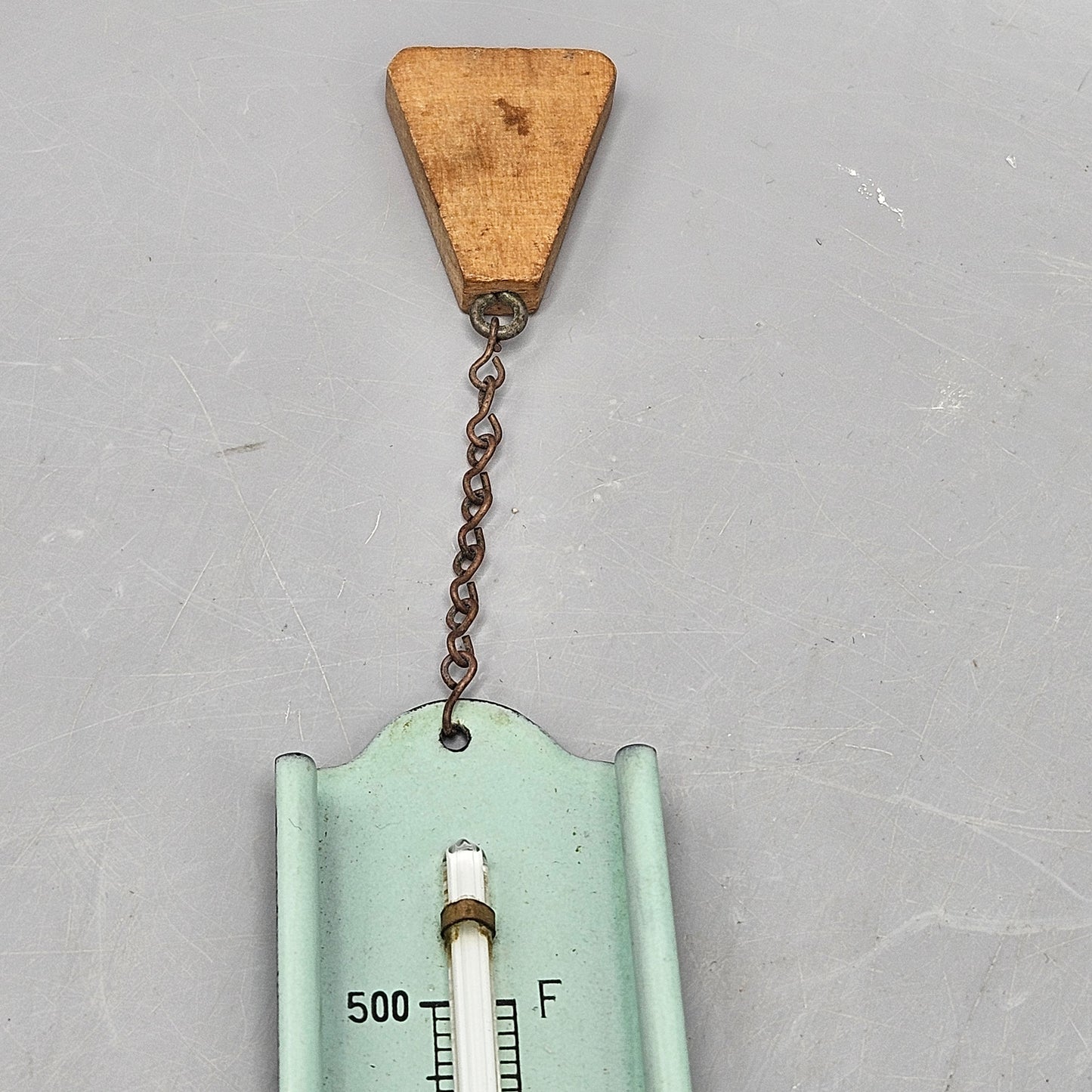 Vintage Jade Green Enamel Kitchen Frying Thermometer