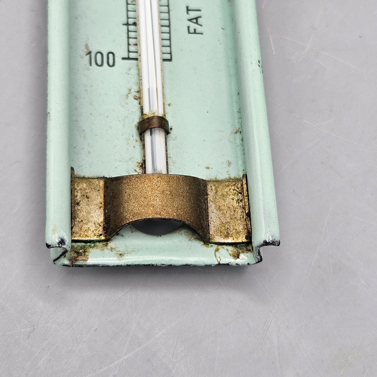 Vintage Jade Green Enamel Kitchen Frying Thermometer