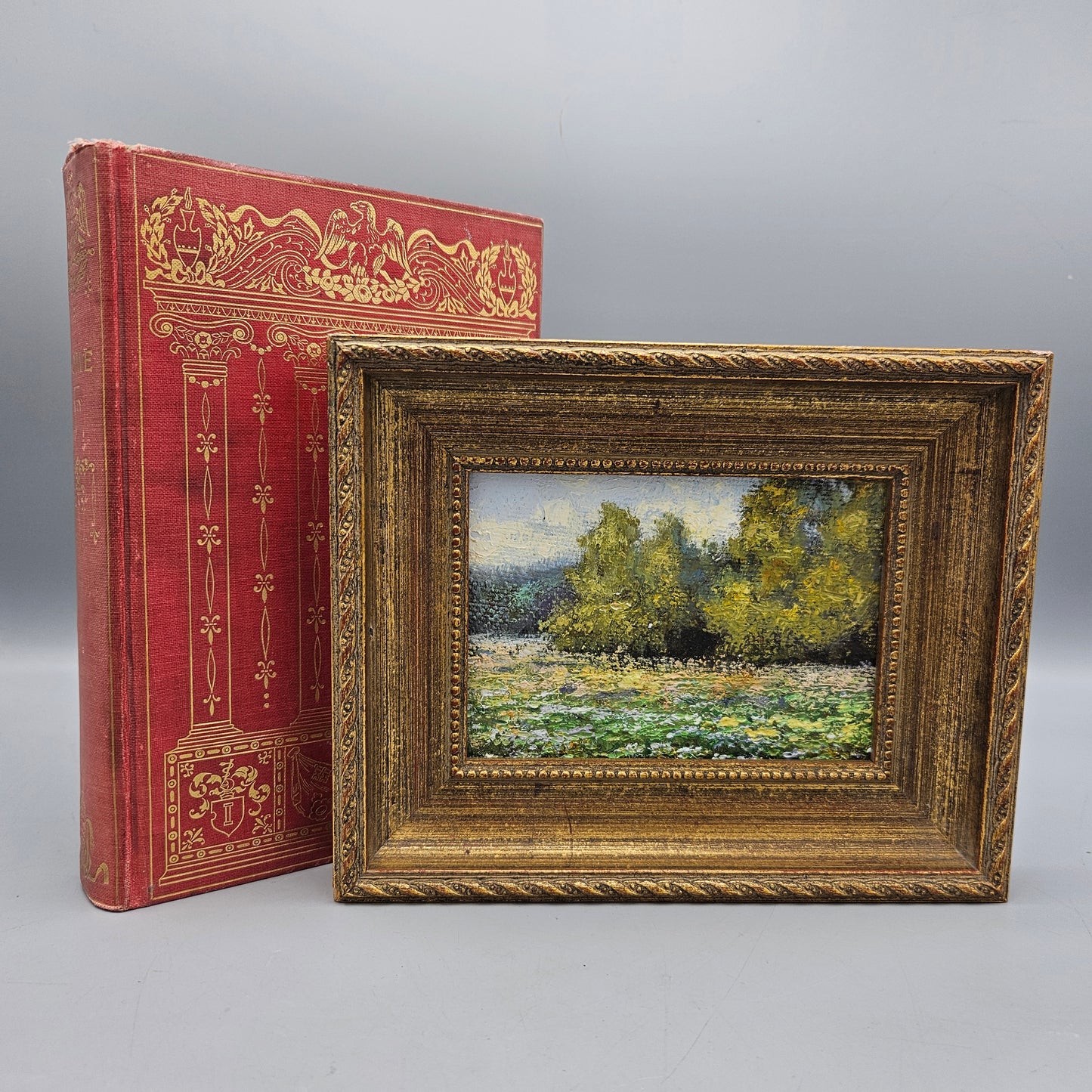 Original Landscape Painting in Vintage Gold Frame