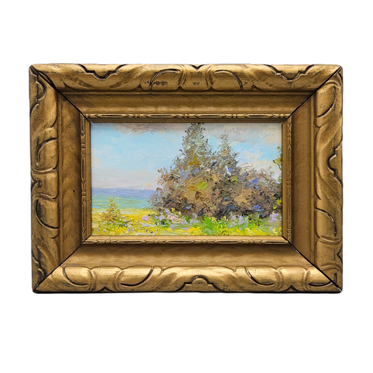 Miniature Landscape Painting in Carved Gold Frame