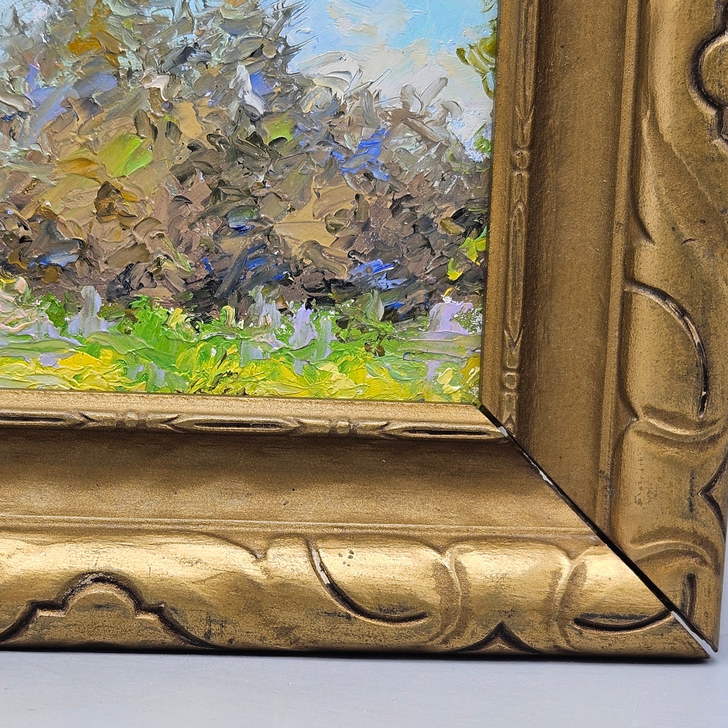 Miniature Landscape Painting in Carved Gold Frame