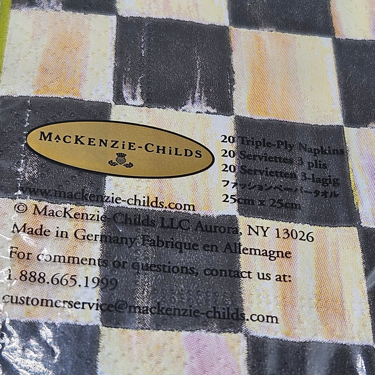 Set of 40 Brand New MacKenzie-Childs Courtly Check Lunch Paper Napkins