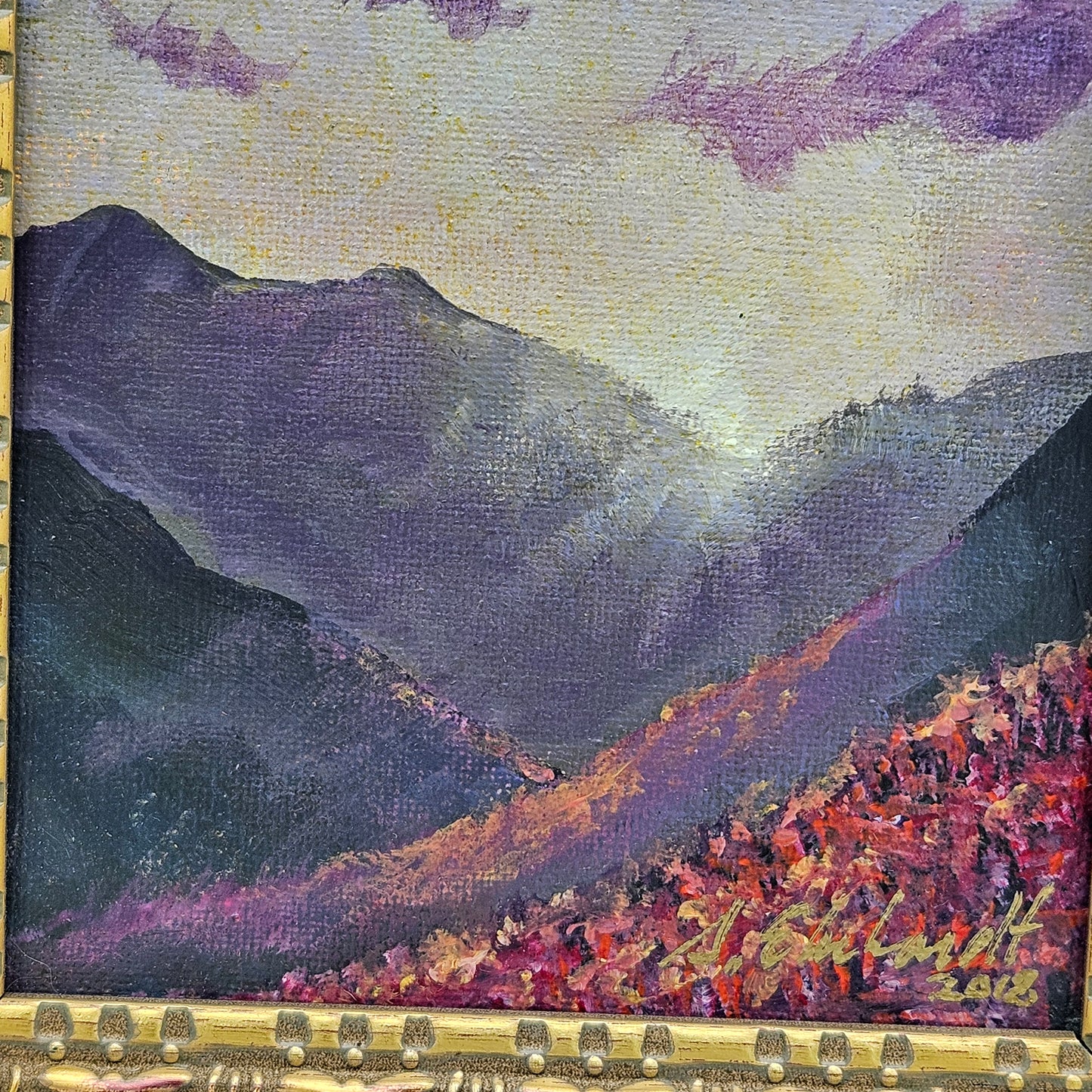 Signed Small Original Painting Mountain Vale