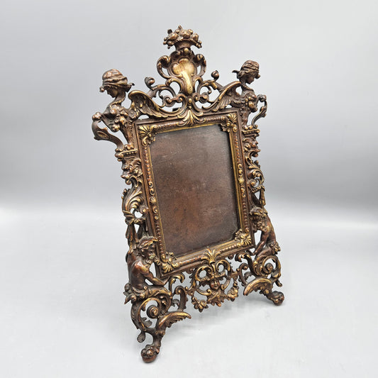 Antique French Cast Brass Picture Frame