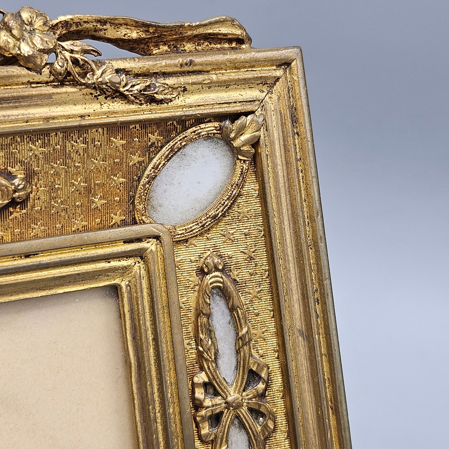 Antique French gilt Bronze & Enamel Picture Frame