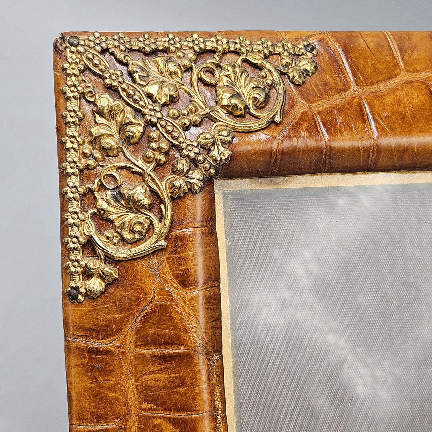 Vintage Alligator & Filigree Metal Picture Frame