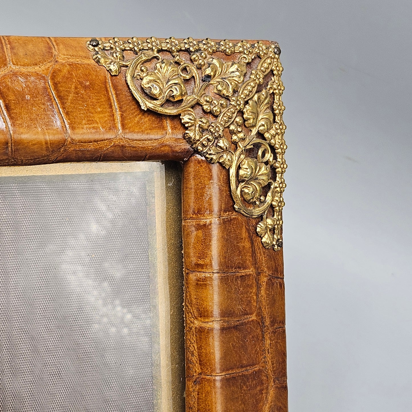 Vintage Alligator & Filigree Metal Picture Frame