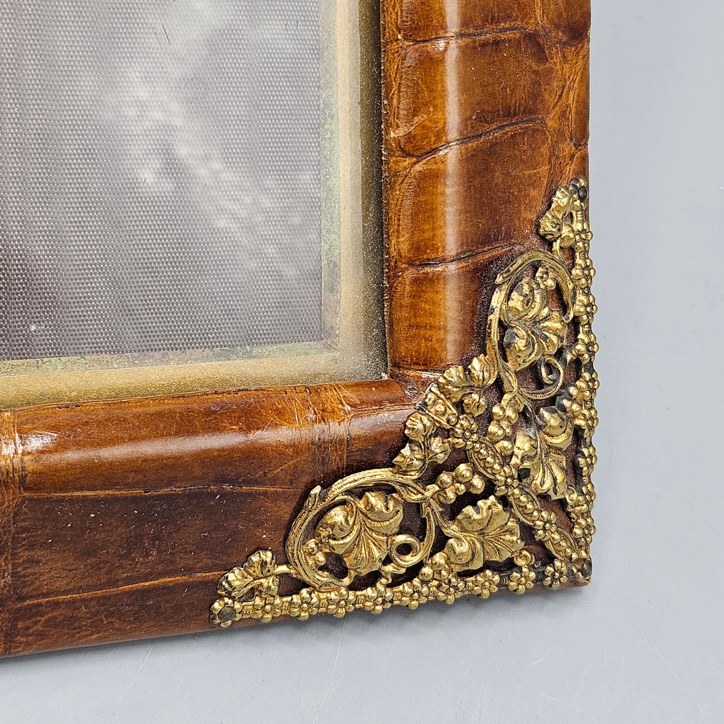 Vintage Alligator & Filigree Metal Picture Frame