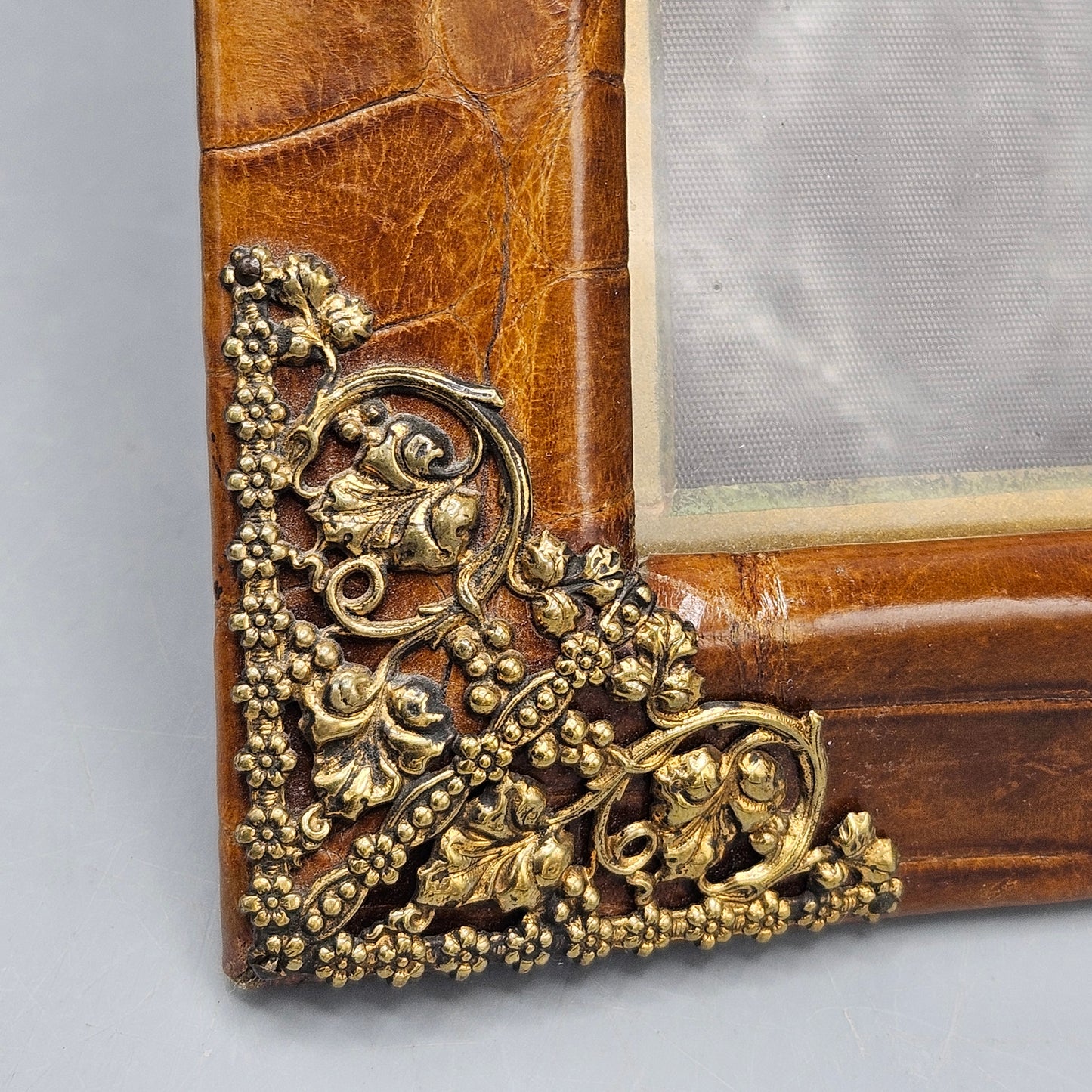 Vintage Alligator & Filigree Metal Picture Frame