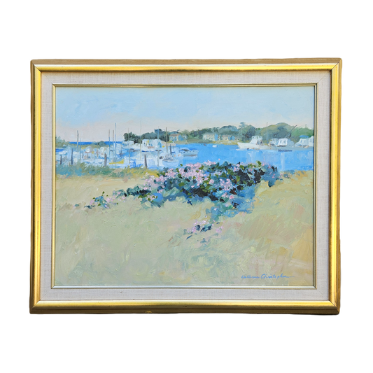 LaVerne Christopher Quaint "Harbor Martha's Vineyard" Oil Painting on Board Artwork