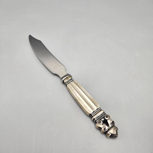 Vintage Georg Jensen Acorn Pattern Sterling Silver Fish Knife