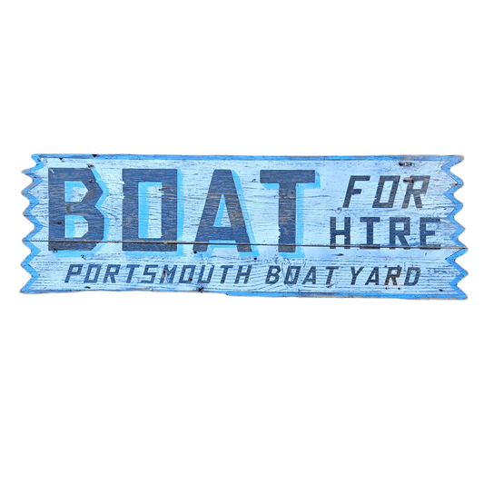 "Boat for Hire Portsmouth Boat" Painting Sign on Wooden Boards