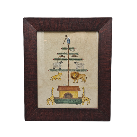 Vintage Signed Noah's Ark Tree by Joan E. Dunham Theorem Painting