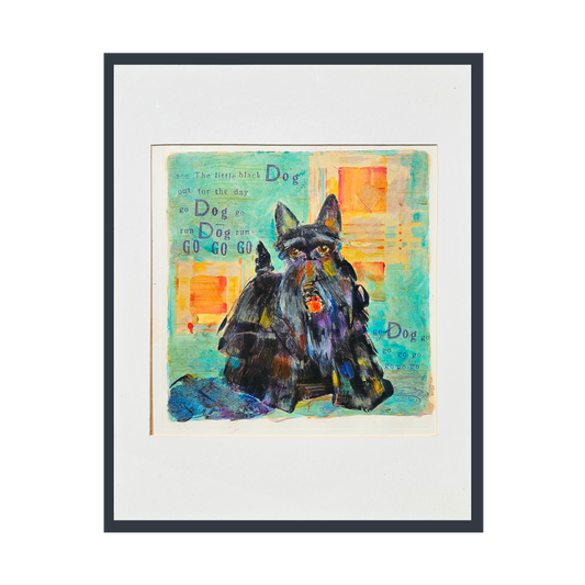 Signed Oil on Paper Scottie Dog Painting