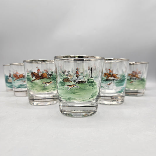 Hunt Scene Old Fashioned Glasses - Set of Twelve