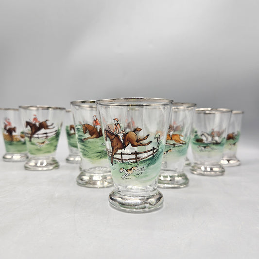 Hunt Scene Cocktail Glasses - Set of Twelve