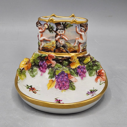 Italian Capodimonte Porcelain Ashtray & Cigarette Holder