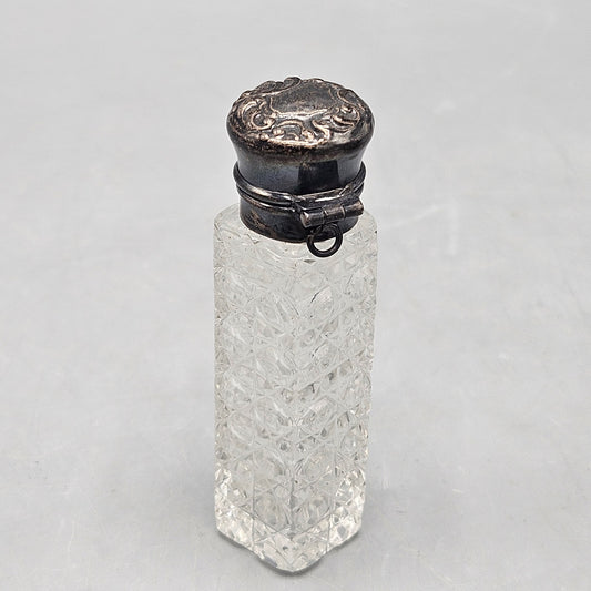 Antique Sterling and Cut Crystal Perfume Bottle