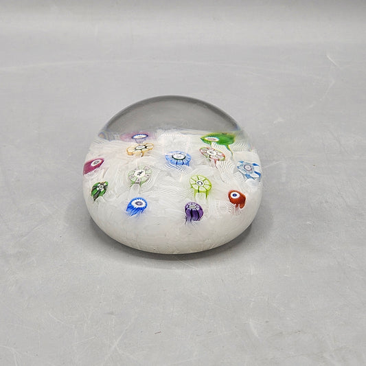 1980 Perthshire Crystal Millefiori Paperweight with Silhouette Picture Canes