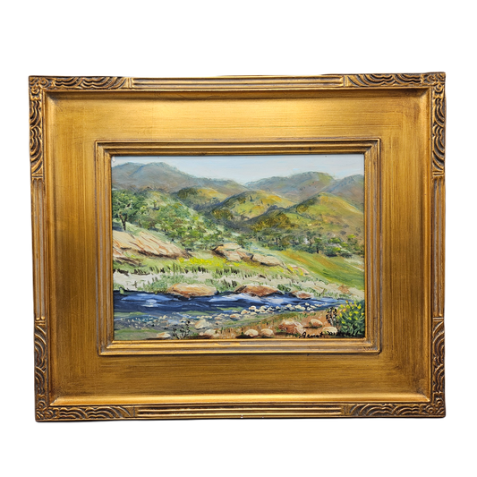 Vintage Oil Landscape Painting on Board of Three Rivers Area, CA