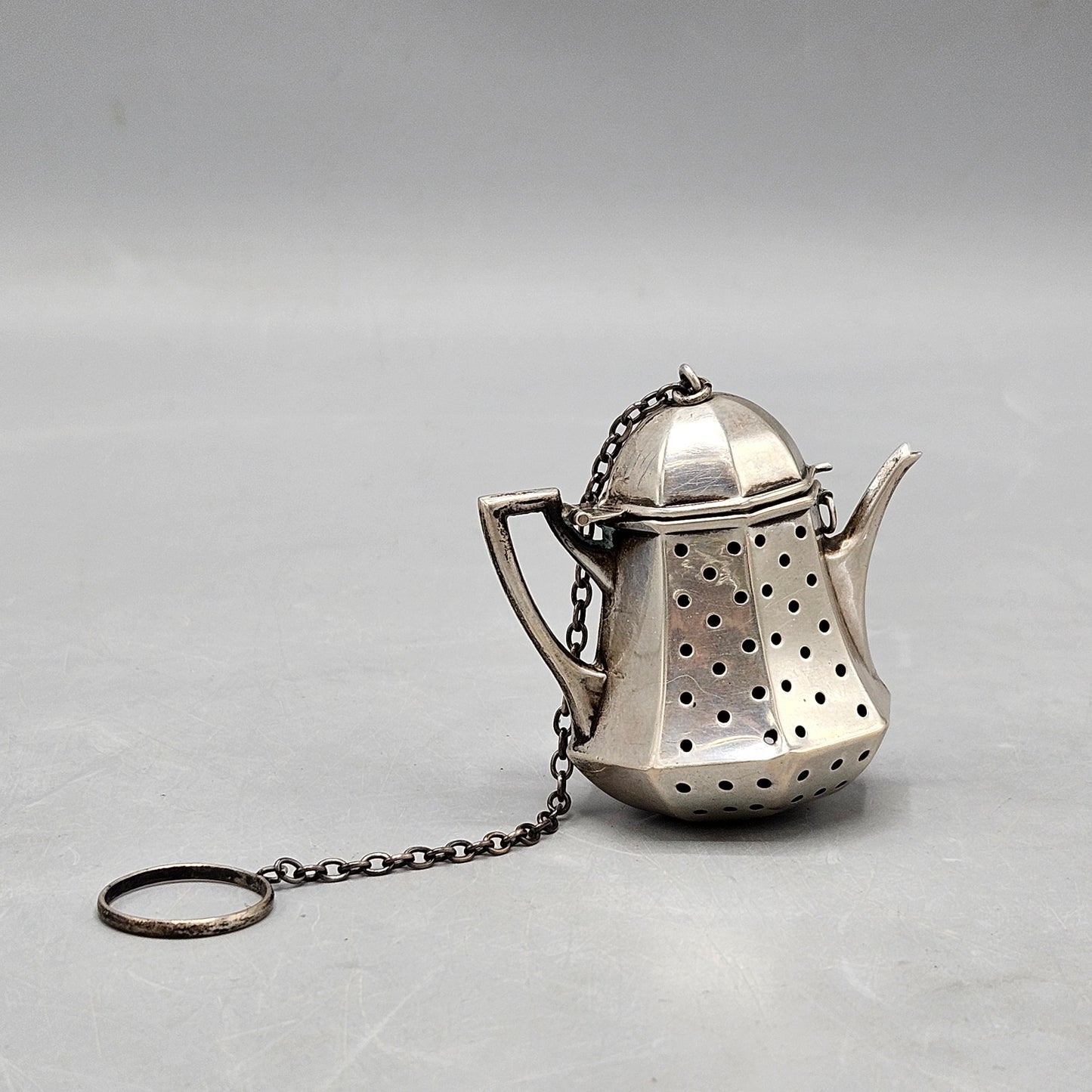 G.H. French Sterling Silver Teapot-Form Tea Infuser