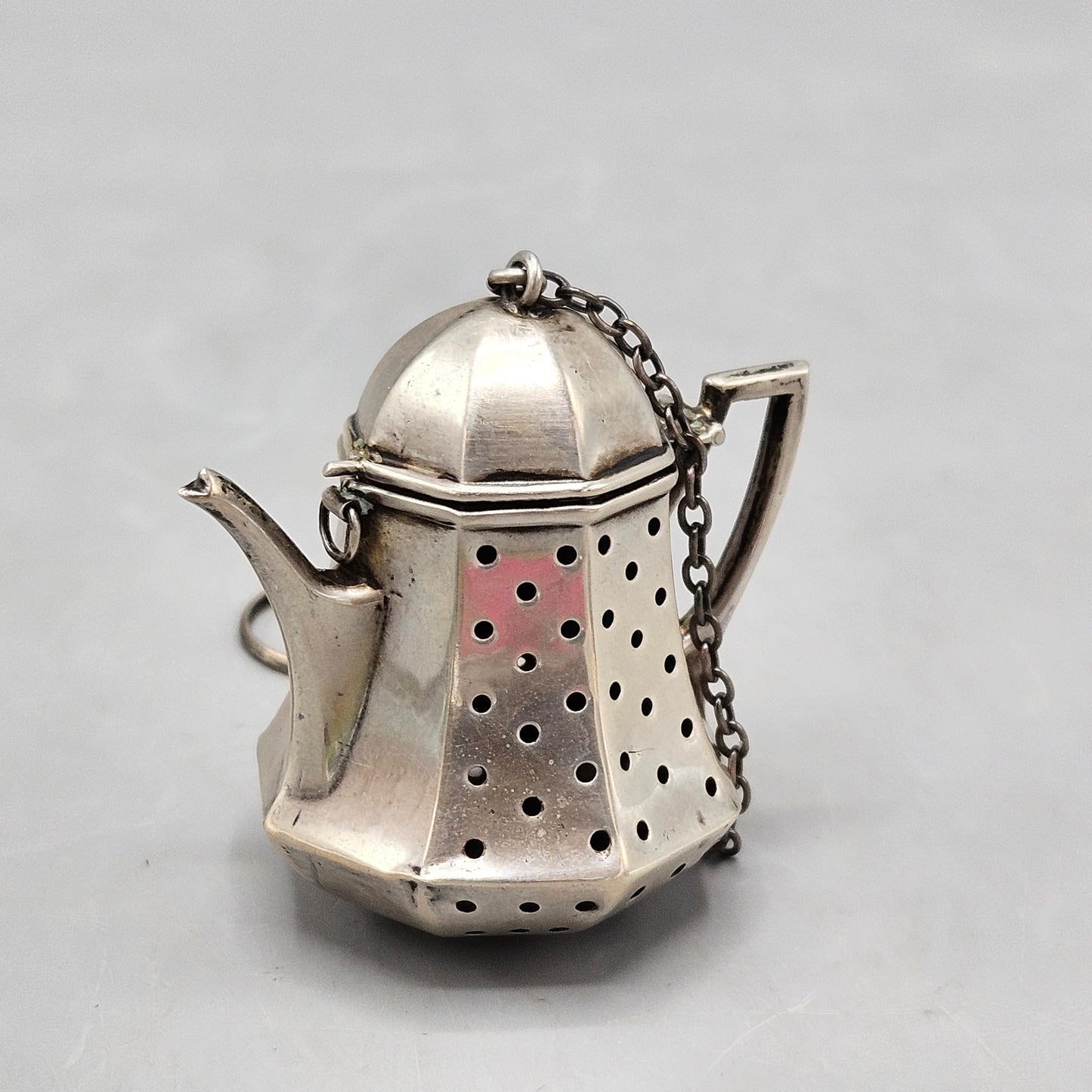 G.H. French Sterling Silver Teapot-Form Tea Infuser