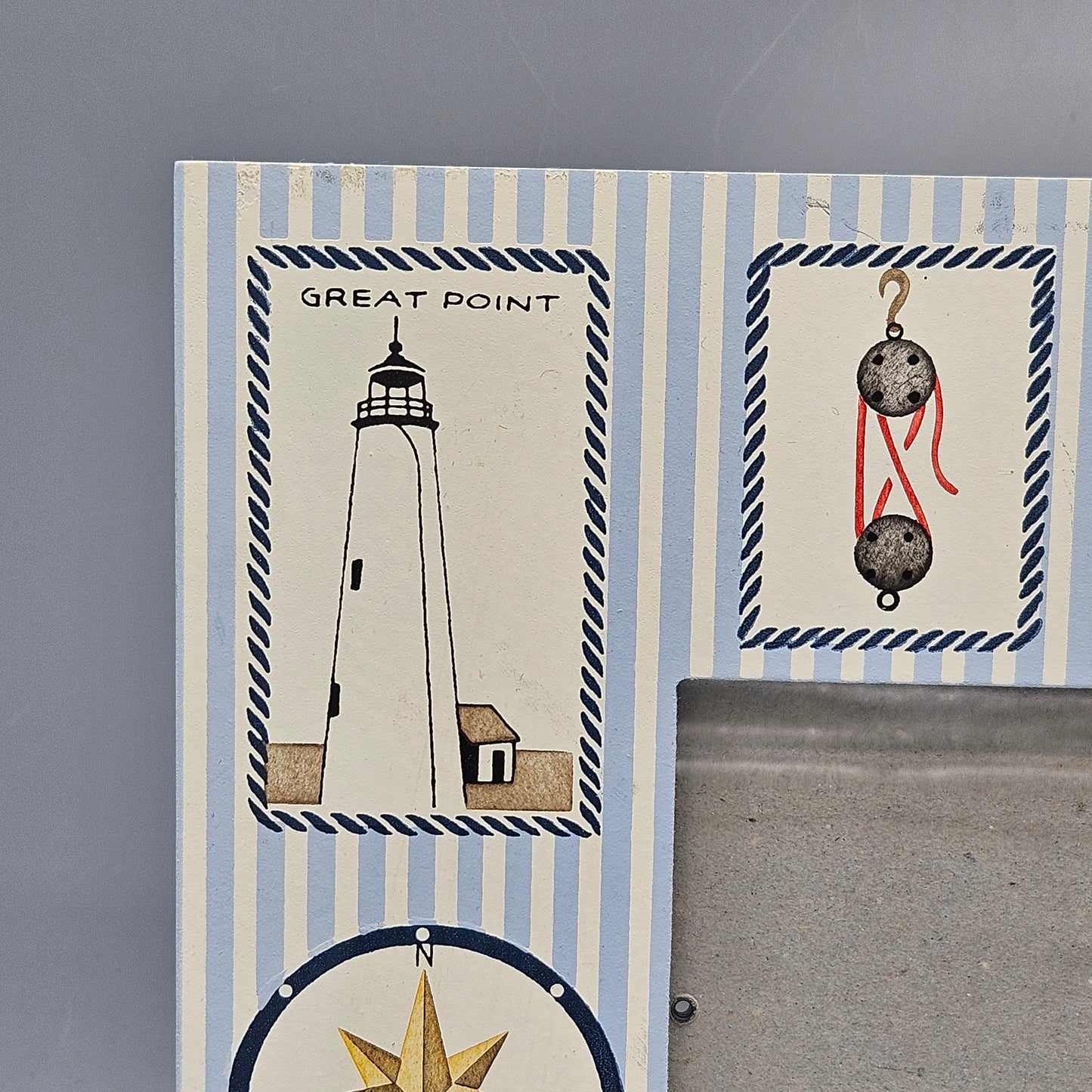 Nantucket & Lighthouse Themed Picture Frame Signed D Crawford