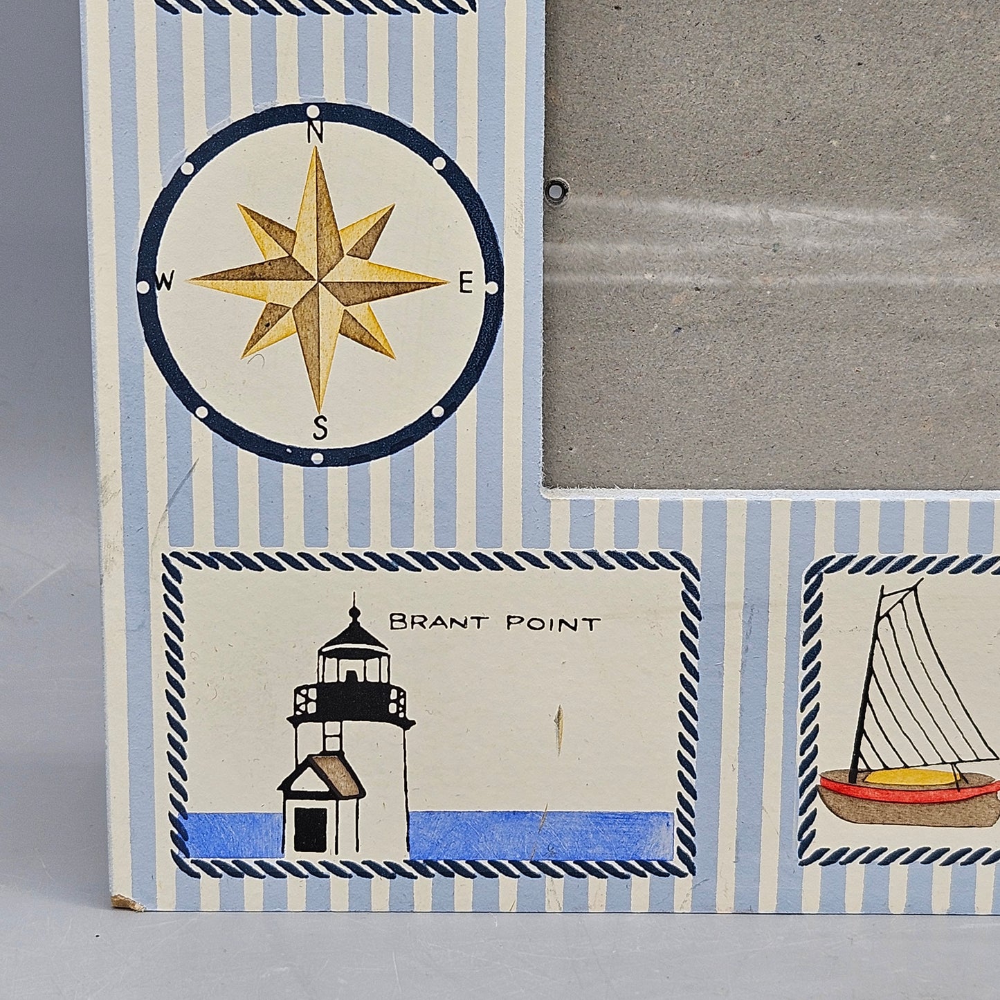 Nantucket & Lighthouse Themed Picture Frame Signed D Crawford