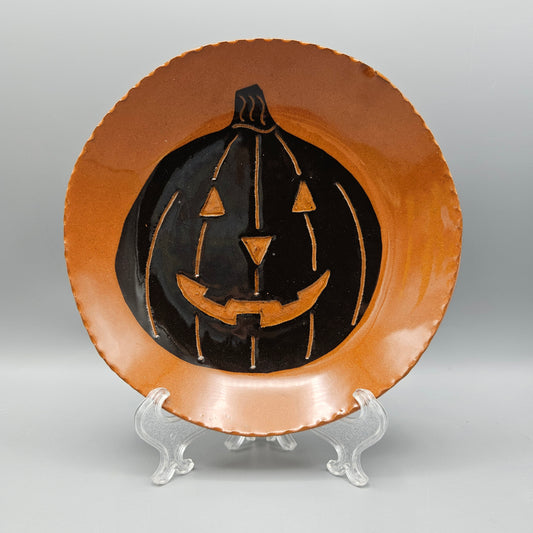 1999 Breininger Pottery Jack o Lantern Redware Plate