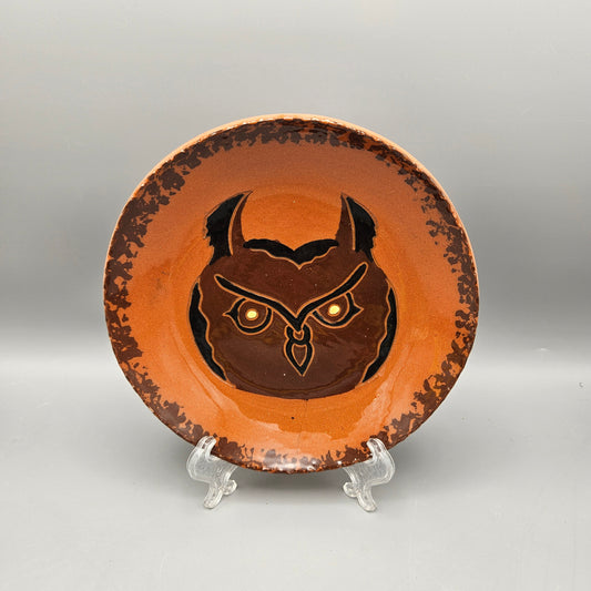 2007 Breininger Pottery Owl Redware Plate