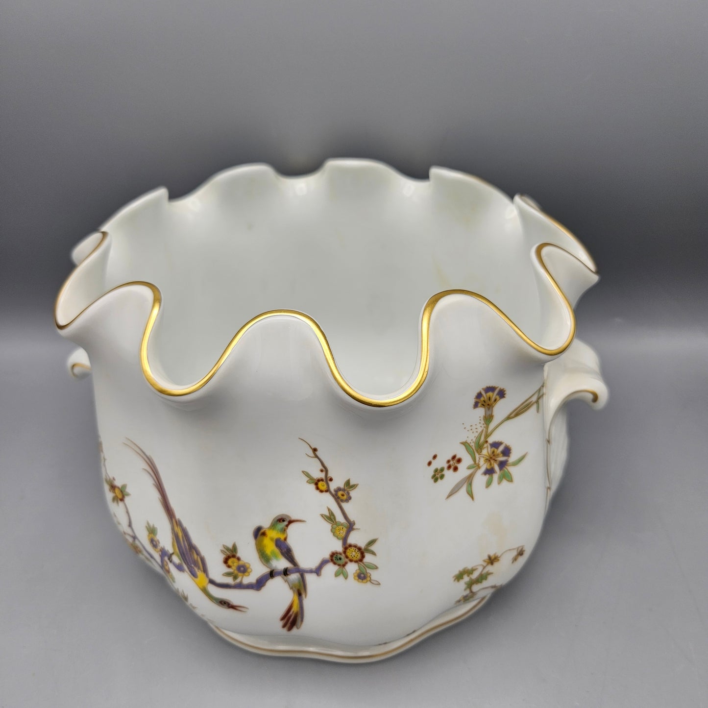 Vintage Richard Ginori Old Milan Porcelain Ice Bucket with Scalloped Rim