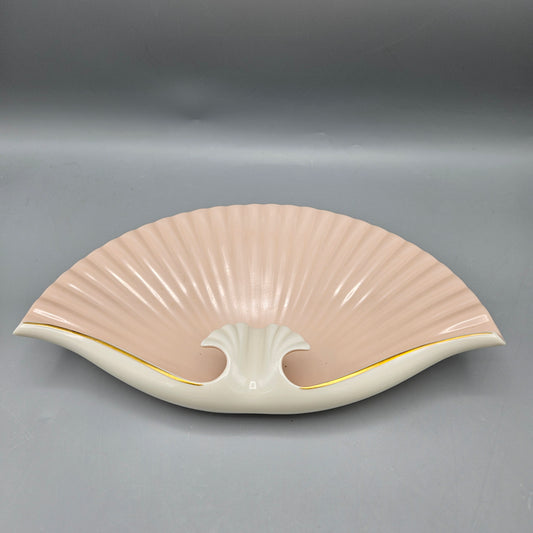 Vintage Lenox Pink Porcelain Footed Fan Dish