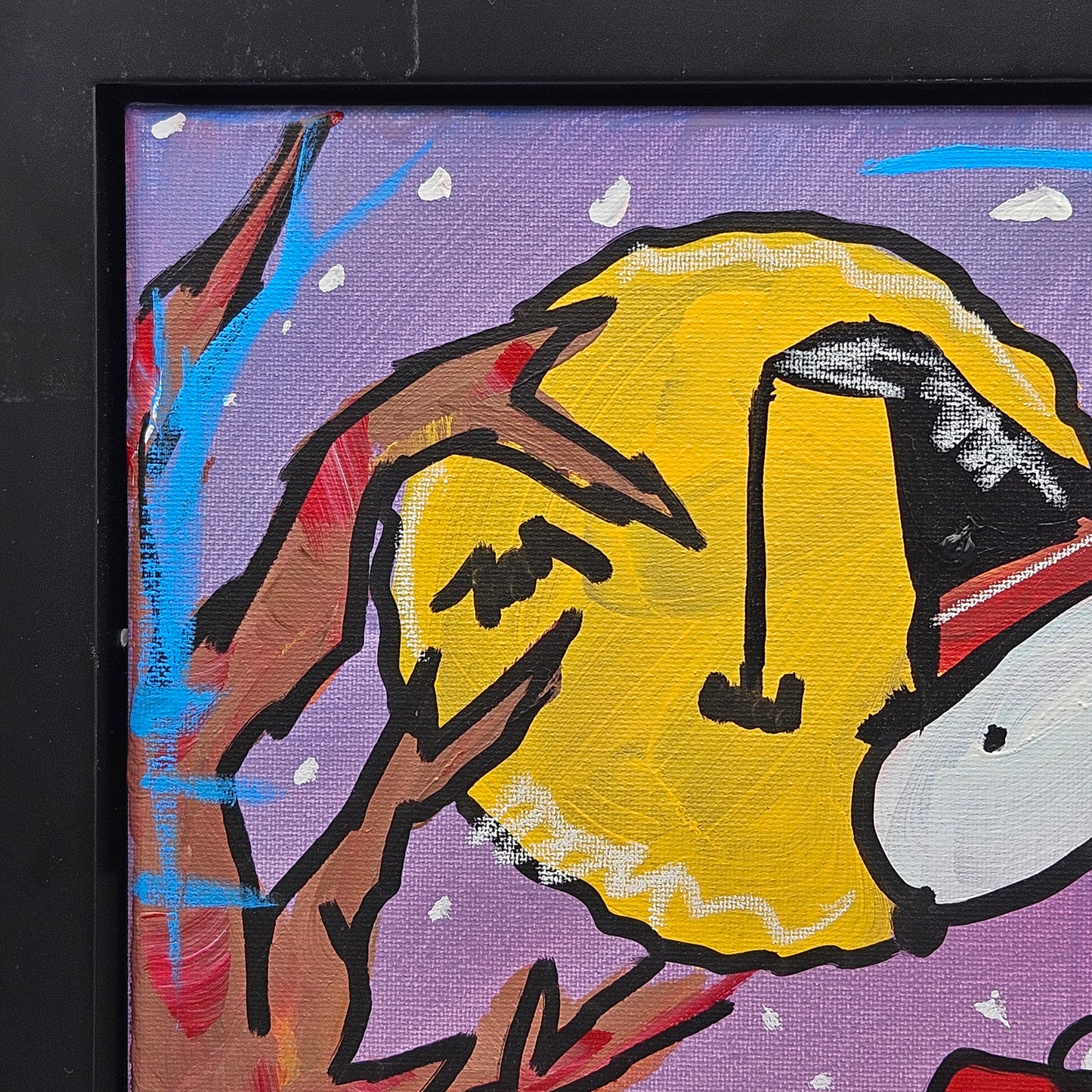 Signed Halloween Snoopy and Woodstock Acrylic on Canvas Painting Artwork