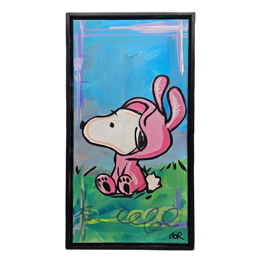 Signed Easter Snoopy Acrylic on Canvas Painting Artwork