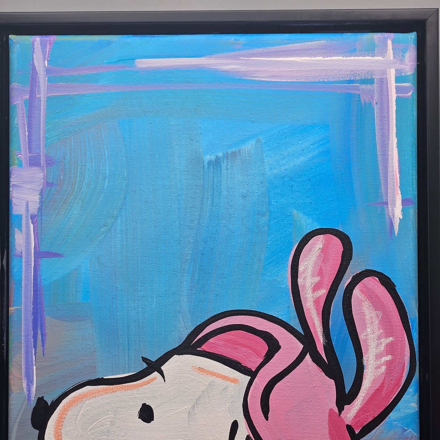 Signed Easter Snoopy Acrylic on Canvas Painting Artwork