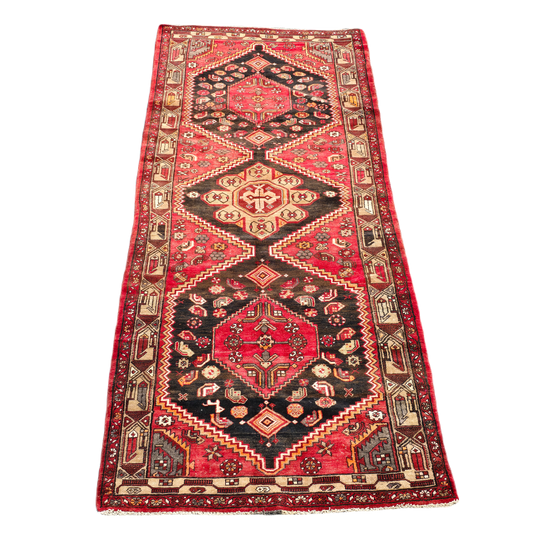 Vintage Multi Colored Turkish Hand Knotted Runner Rug/ Carpet ~ 4' 2" x 10'