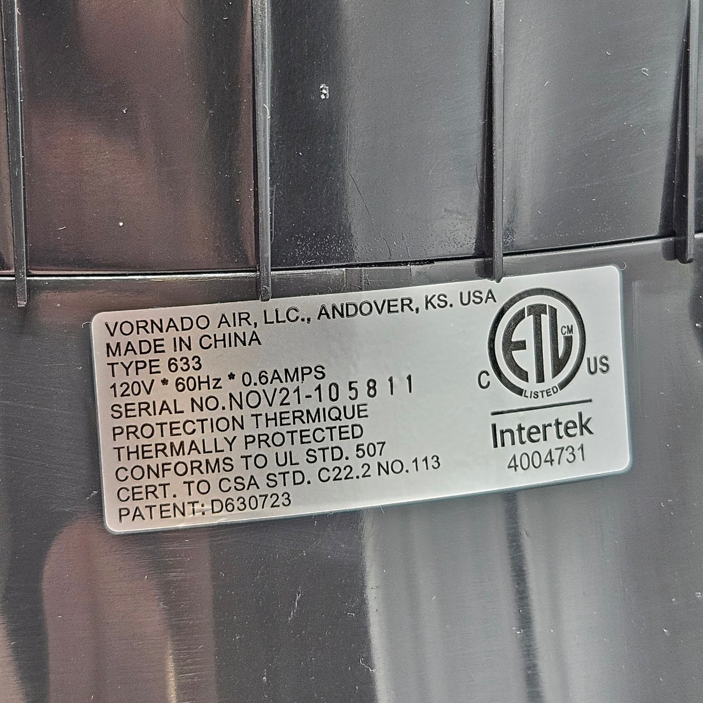 Vornado Table Fan Model 633