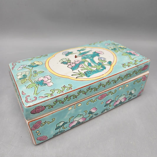 Chinese Porcelain Turquoise Rectangular Box