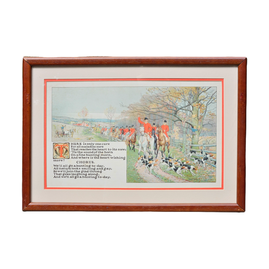 Antique Richard Newton Jr. Fox Hunting Equestrian Lithograph Artwork