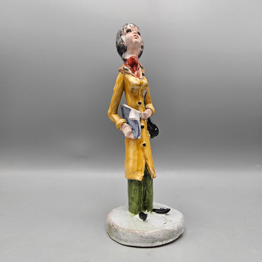 Vintage Italian Sorrento Porcelain Figurine of Woman with Book & Purse