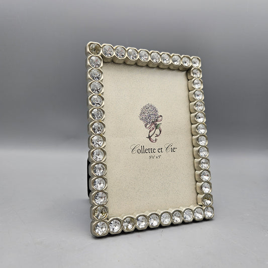 Collette Et Cie Clear Rhinestone Jeweled Silvertone Photo Picture Frame