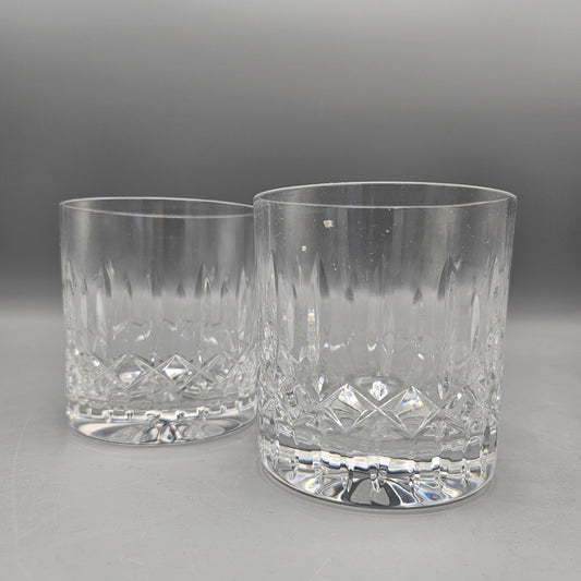 Pair Waterford Style Cut Crystal Old Fashioned Tumblers