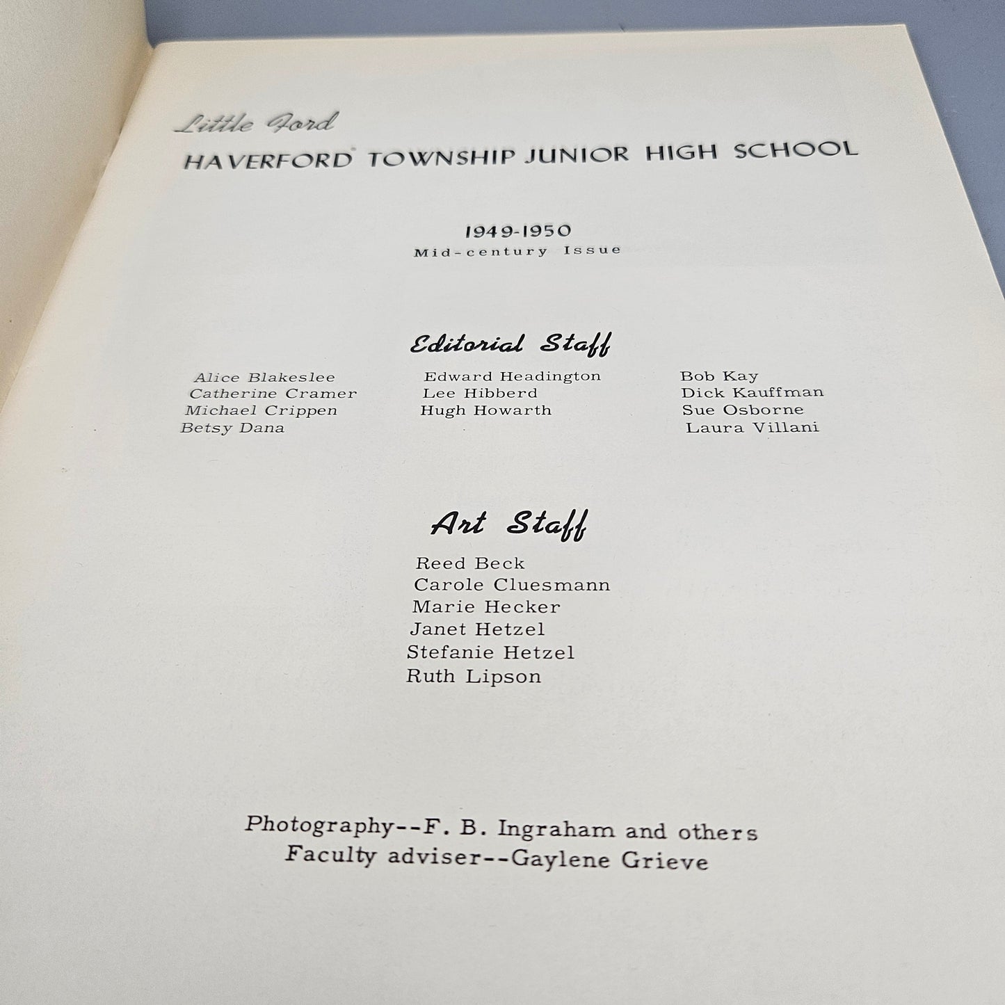 Book - 1950 "Little Ford" Haverford Junior High School Yearbook