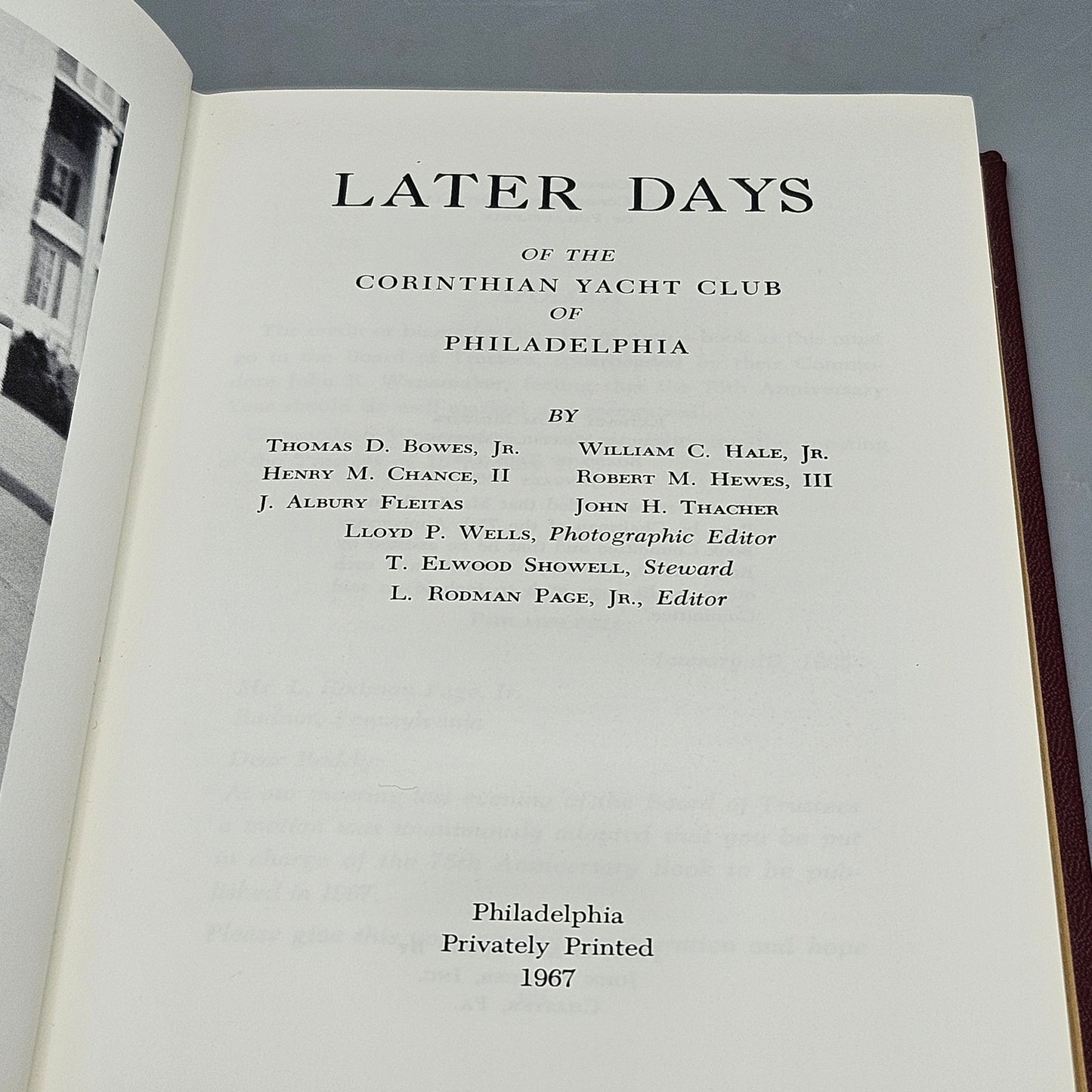 Book - "Later Days of the Corinthian Yacht Club of Philadelphia" 1967