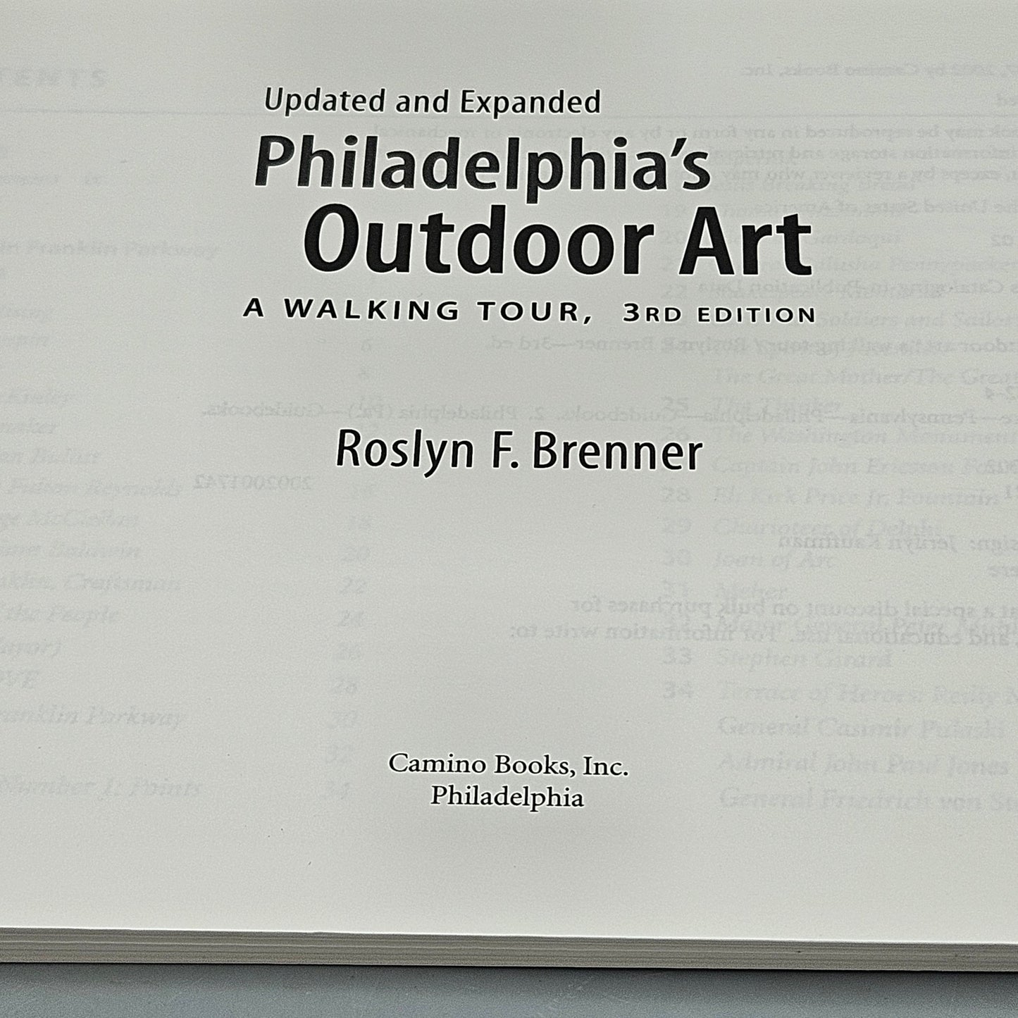 Book - Roslyn Brenner "Philadelphia's Outdoor Art A Walking Tour" 3rd Edition