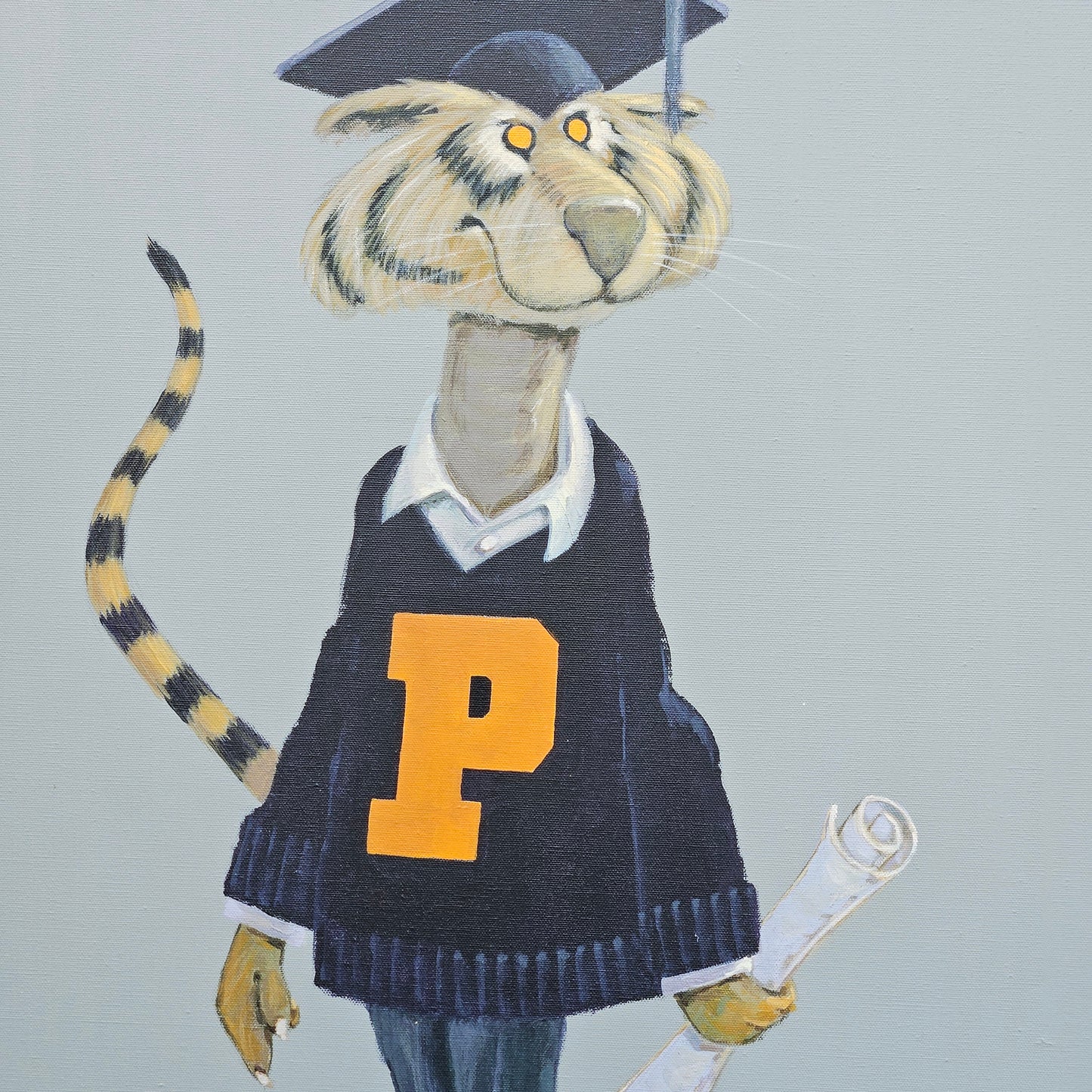 John Laughlin Oil on Canvas Princeton Tiger 1982 Painting